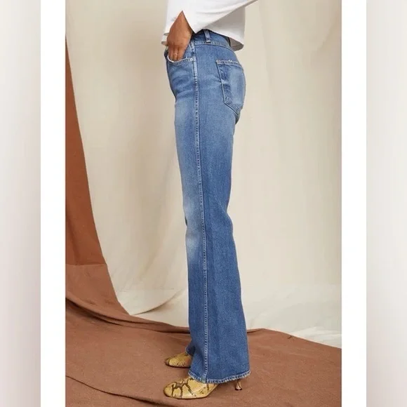 AMO High Rise Kick Crop Dark Wash Blue Denim Jeans in Patience Size 26 - Picture 3 of 10